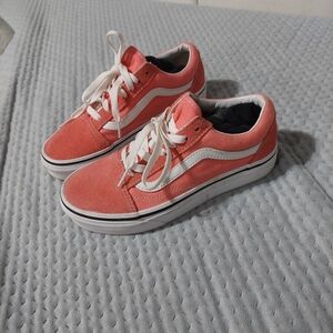 Vans Cream and Coral Low-Top Sneakers